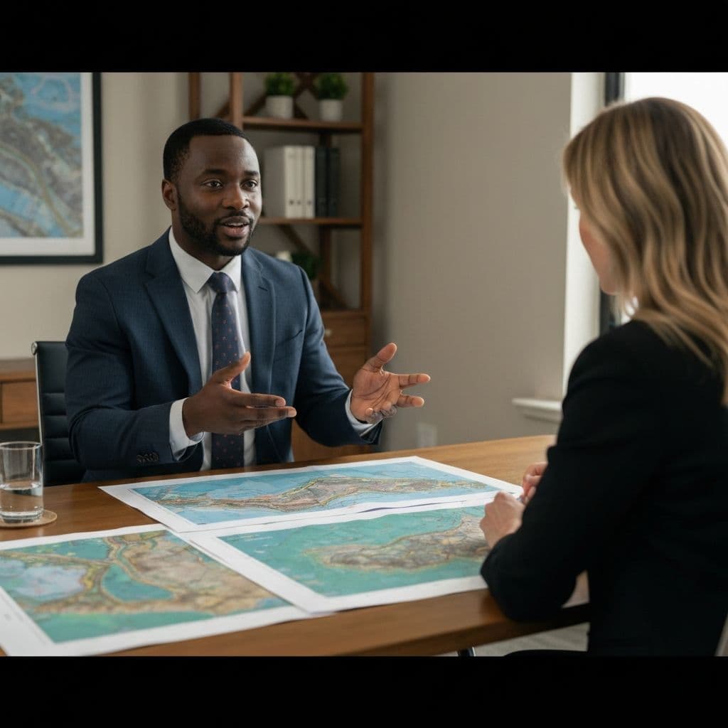 Mining engineers reviewing geological maps and mine plans