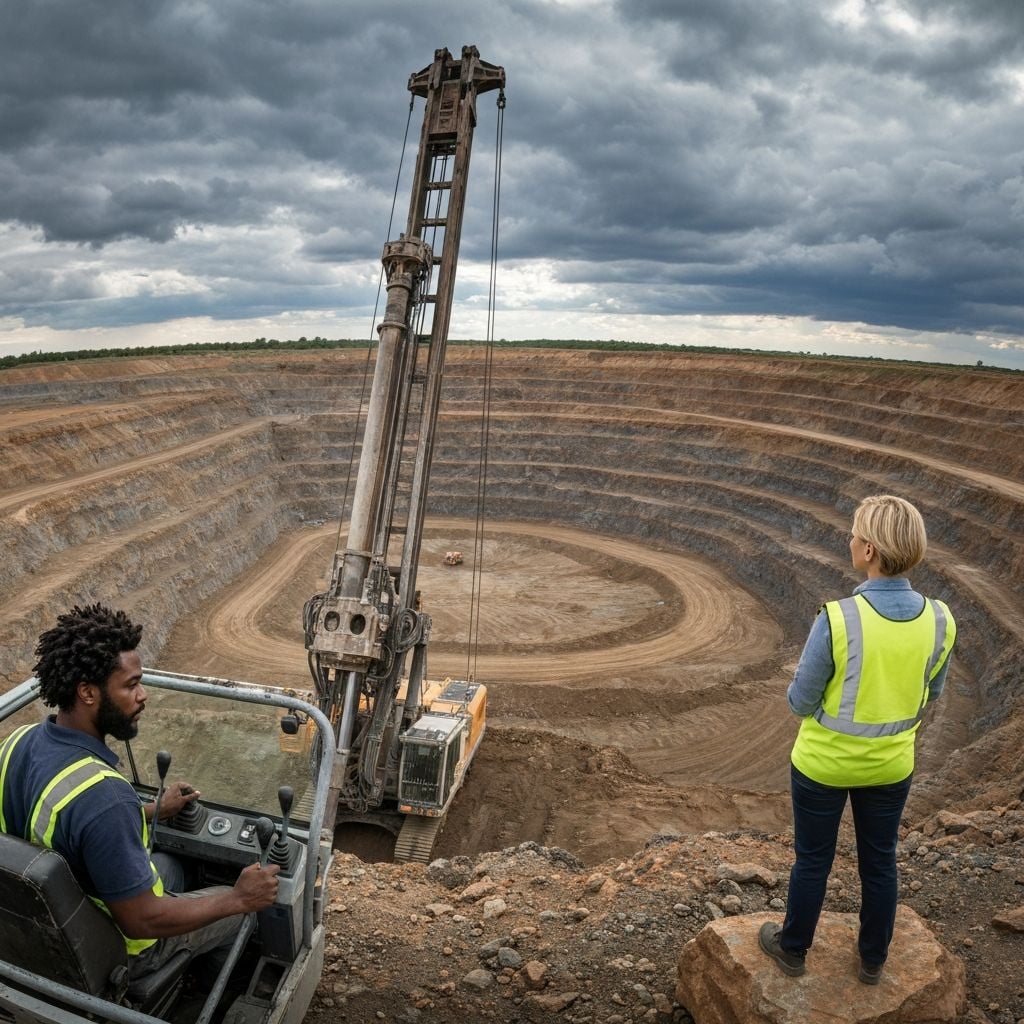 Automated drilling rig operating safely at a distance from workers